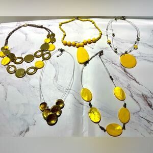 Yellow necklace bundle: set of 5
